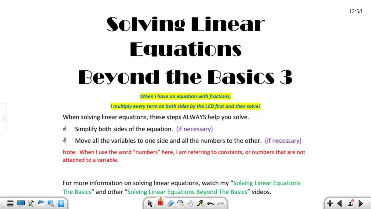 Solving Linear Equations Beyond the Basics 3 - YouTube