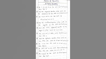 Theory of equations Maths 2A important Questions