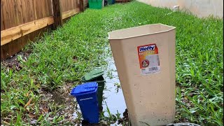 Trash Day With Mini Bins In The Rain