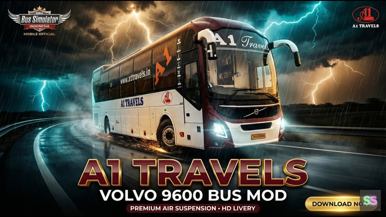 A1 TRAVELS Volvo 9600 🔥| Most Realistic & Premium | BUSSID Mod Ever! | SS Striker