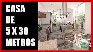Casa de 5 X 30 Metros en 3d