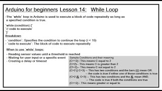 Arduino UNO beginners Lesson14: Understanding While Loop