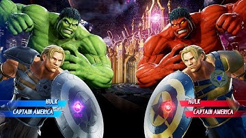 Hulk & Gladiator Cap vs Red Hulk & Cap (Very Hard) Marvel vs Capcom | 4K UHD Gameplay