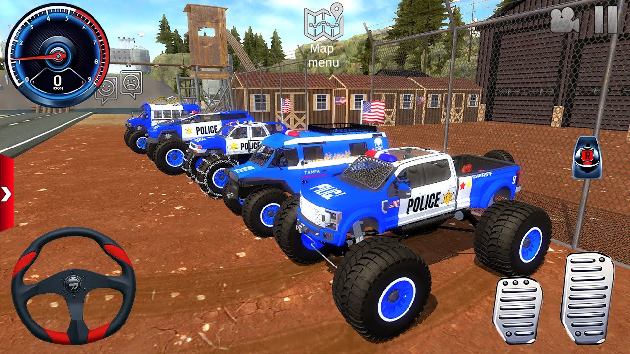 Police Monster Truck Offroad Driving Simulator 3D - Impossible Car Stunt Racing - Android Gameplay