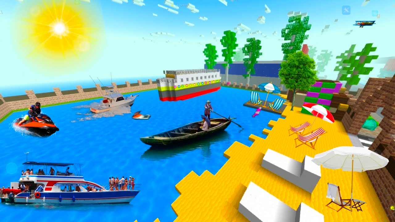 I made a beautiful beach in school party craft game! School party craft game tutorial video 