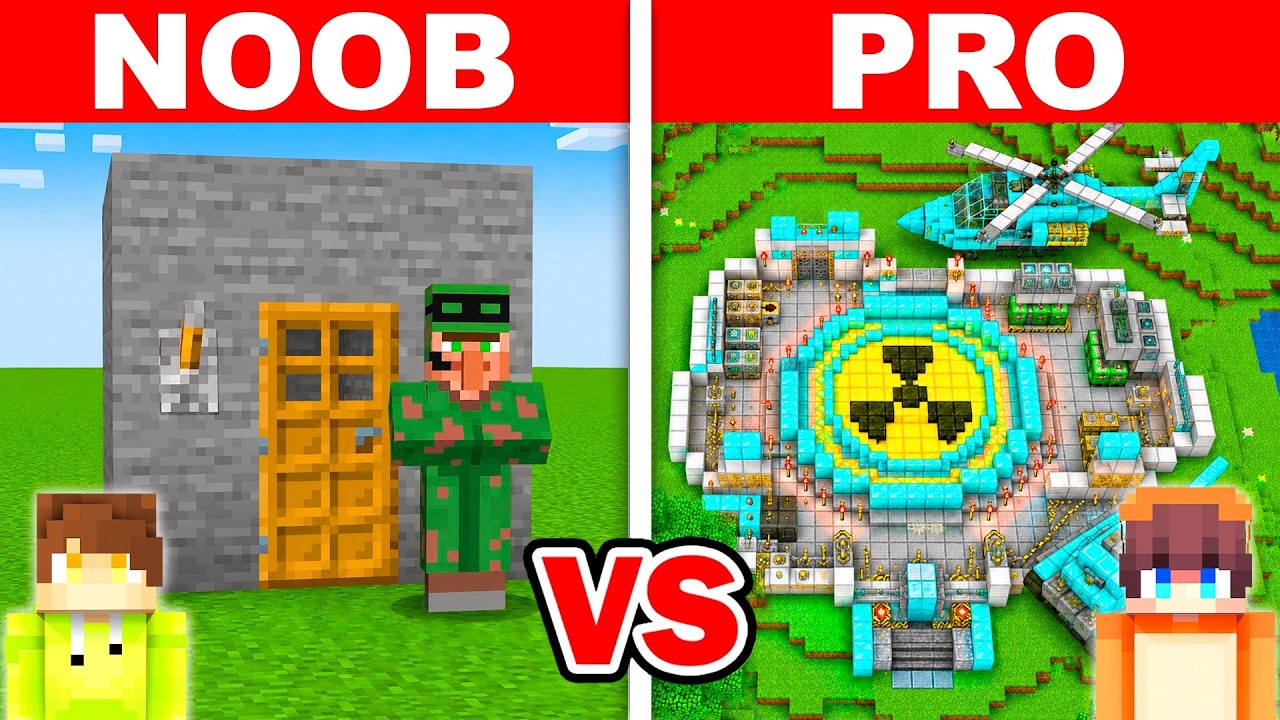 POLICE vs MILITARY BUNKER Build Challenge in Minecraft!