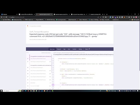Laravel expected response code 25  but got code 530