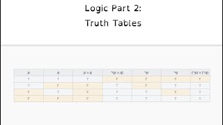 Logic 2: Truth Tables
