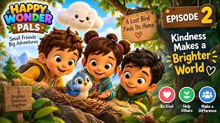The Lost Little Bird 🐦 | Learning Kindness & Helping Others | Happy Wonder Pals Ep. 2