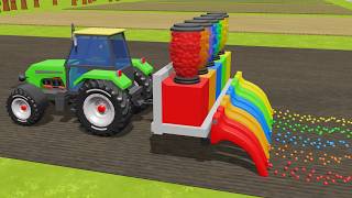 Silos Full Of Colorful Seed Balls And Irreplaceable Tractors In Action - Guess The Colors