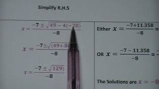 Solving Quadratic Equations (Revision) - Part 2 continues and 3:  using the quadratic formula