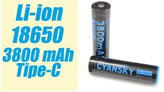 3800 mAh реальной емкости💪Аккумуляторы Cyansky 18650 + порт зарядки USB type C