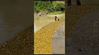Gold miners, have successfully found gold in the black sand containing gold. #golddiscovery #gold