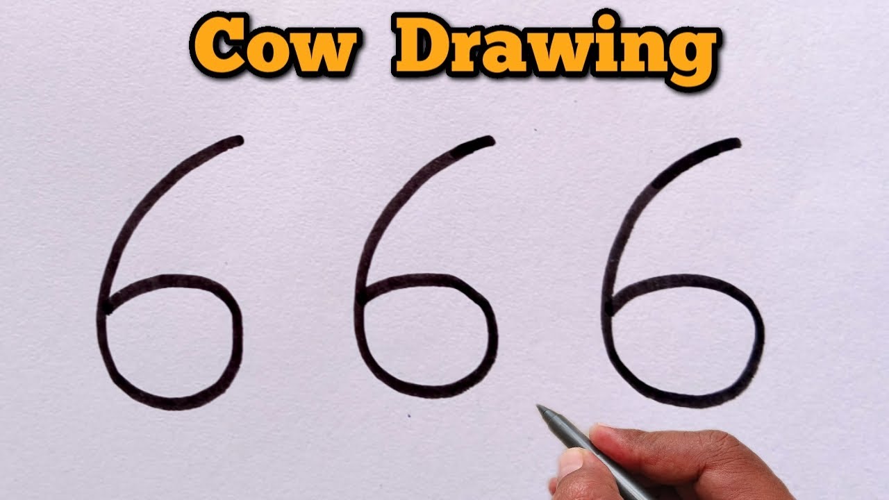 Drawing Using 666 How to Draw a Cow Using Number 666 | Easy Drawing Trick for Beginners ...