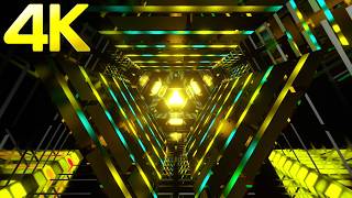 4k Neon Green & Gold Trippy Triangle Tunnel Abstract Futuristic Background Chill & Relaxing Video