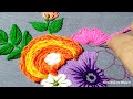 Thread Paint Flowers Embroidery, Hand Embroidery Flowers Design, School of Needlework- 201