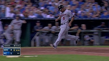 MIN@KC: Mauer extends lead with a sac fly to center