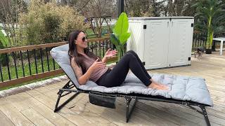 ABORON Padded Chaise Lounge Chair – 5-Position Adjustable Outdoor Tanning Chair