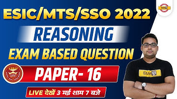ESIC MTS/SSO/BANK EXAM REASONING |BANK EXAM REASONING BASED QUESTION PAPER |REASONING BY SANDEEP SIR