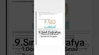 9.Sınıf Coğrafya 1.Dönem 2.Yazılı Sınav Soruları Ve Cevapları