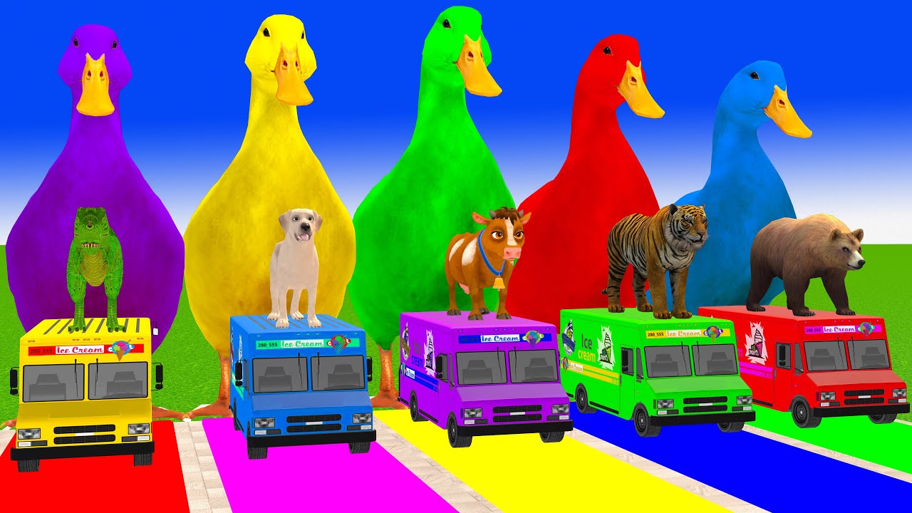 Long Slide Game With Cow Elephant Gorilla Hippopotamus Tiger 3d Animal Game Funny 3d Animals