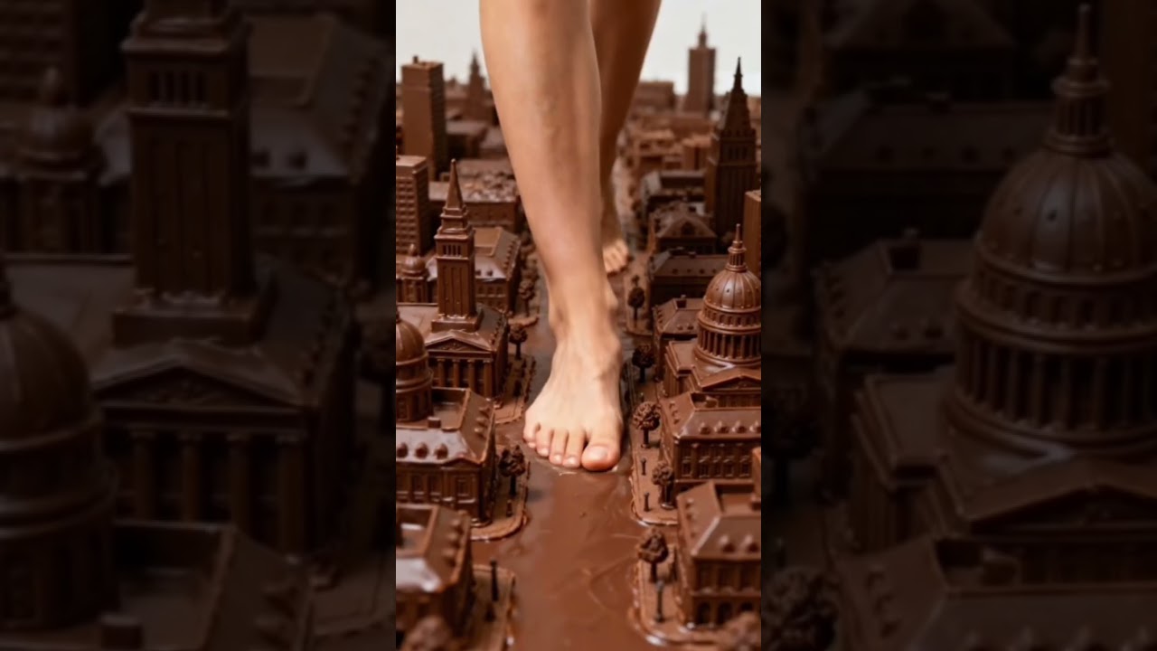 "Heavy footsteps, bitter crunching sound - dark chocolate breaks in silence." 