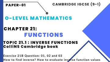 Chap 21: Functions | 21.1: Inverse Functions | Exercise: 21B | Question 1,2,3 | Collins Cambridge