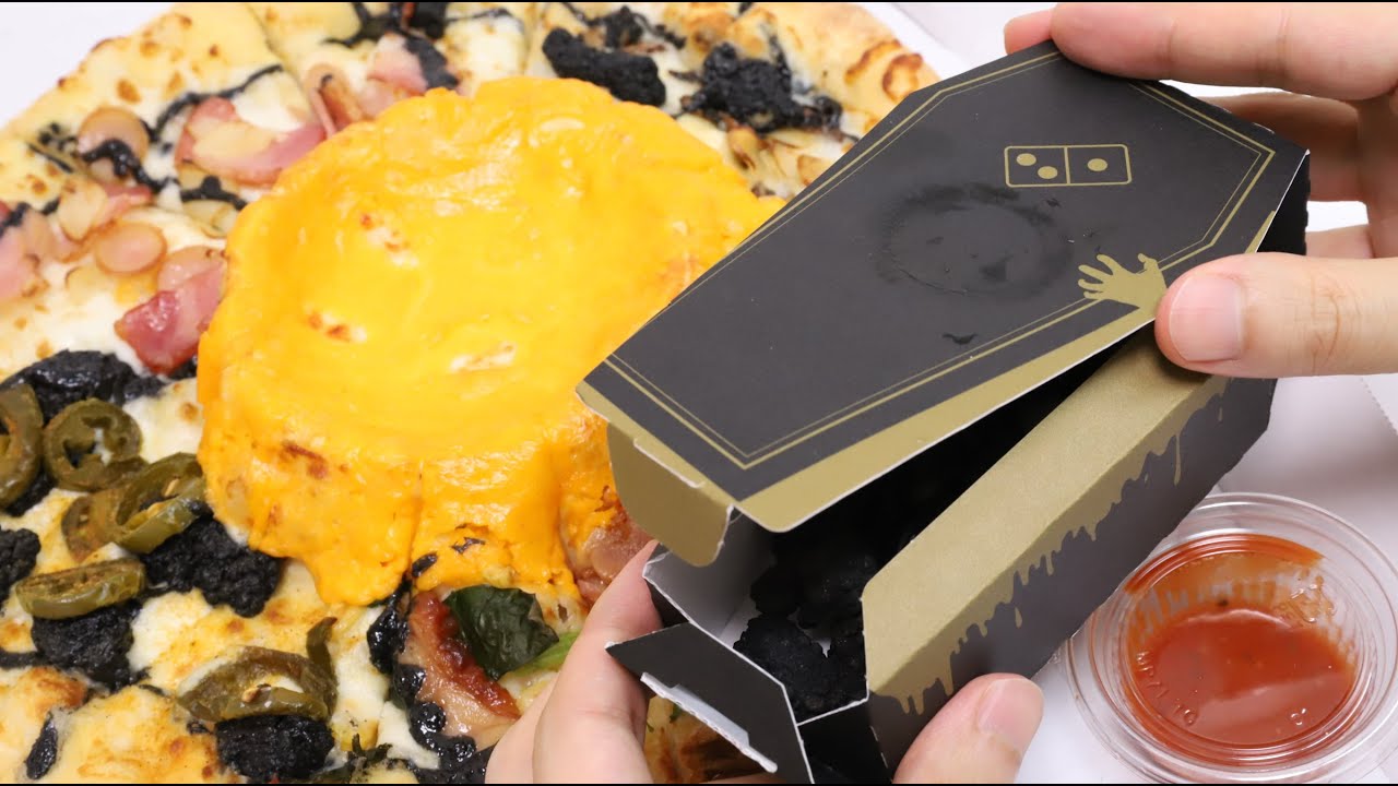 Domino's Pizza Japan Halloween Volcano and Coffin Black Chicken