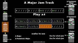 FOLLOW ALONG - Happy Summer Jam Track in A Major [Jack Johnson Style]