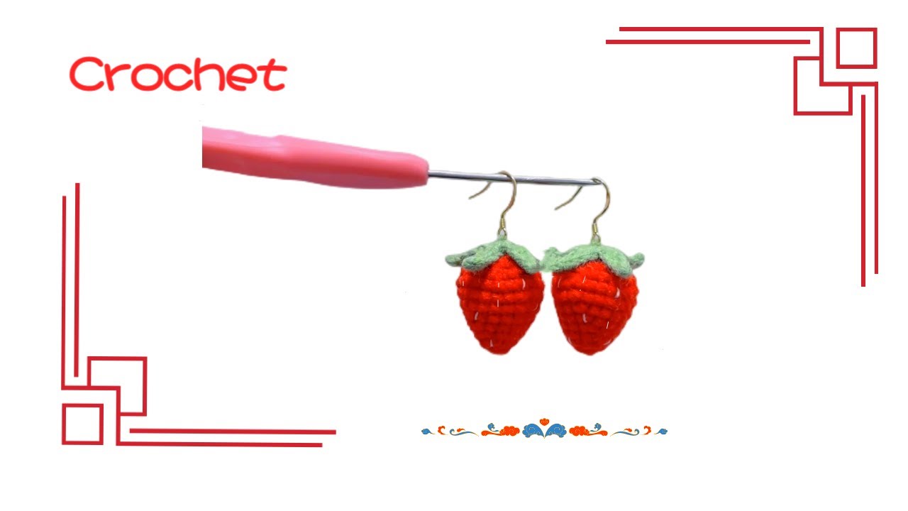 Crochet Strawberry Earrings