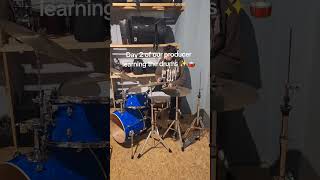 our producer learning the drums day 2 #band #relatable #funny