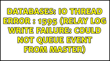 Databases: IO thread error : 1595 (Relay log write failure: could not queue event from master)