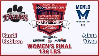 2020 NWCA Multi-Division National Duals | NAIA Womens FINAL | Robison vs Vivas ( 136 )