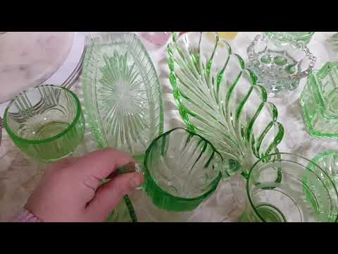 My mum gave me her whole green depression glass collection