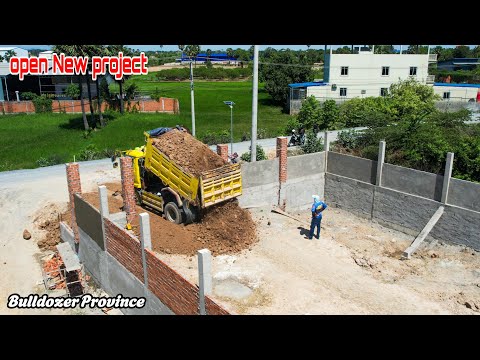 New !!! The Best construction Dozer KOMAT'SU By Mini Dump Truck 5Ton Soil Mix Home Foundation.