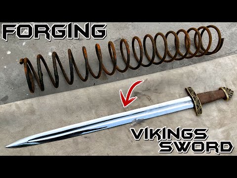 Forging a VIKING&rsquo;s Age SWORD out of Rusted Coil SPRING