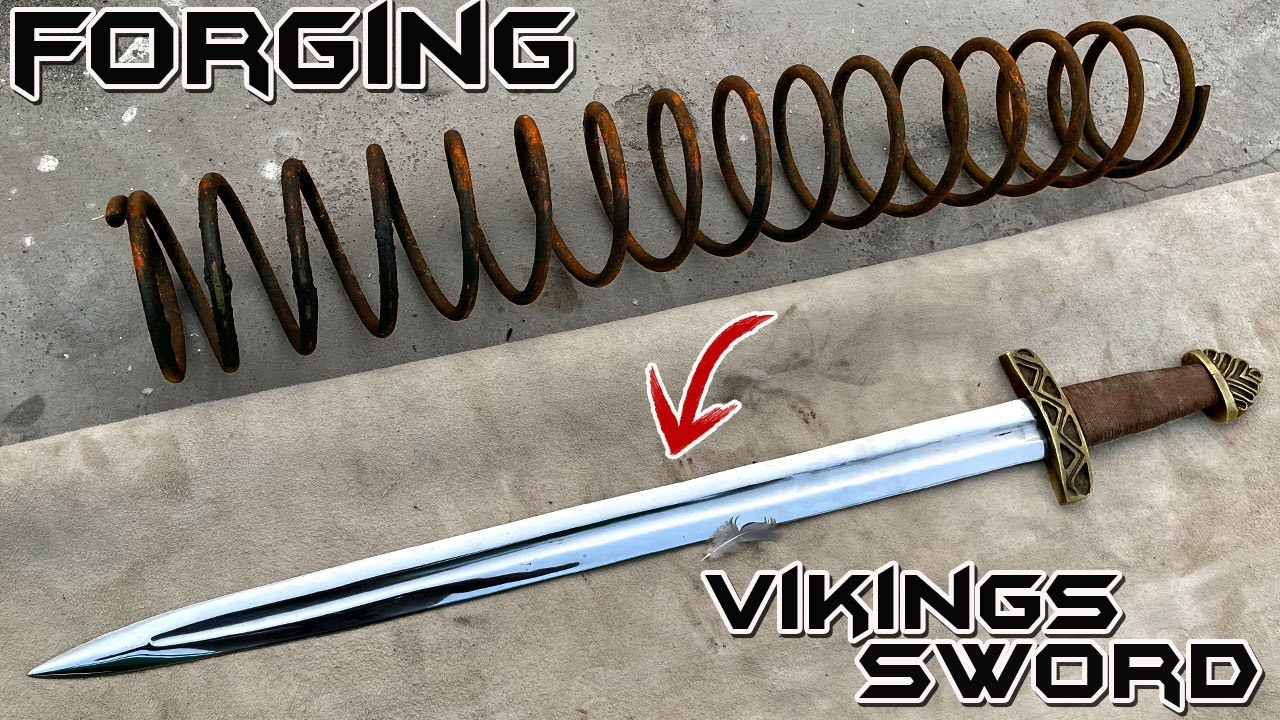 Forging a VIKING's Age SWORD out of Rusted Coil SPRING