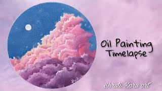 Pink Clouds Oil Painting Time-lapse || Cotton Candy
