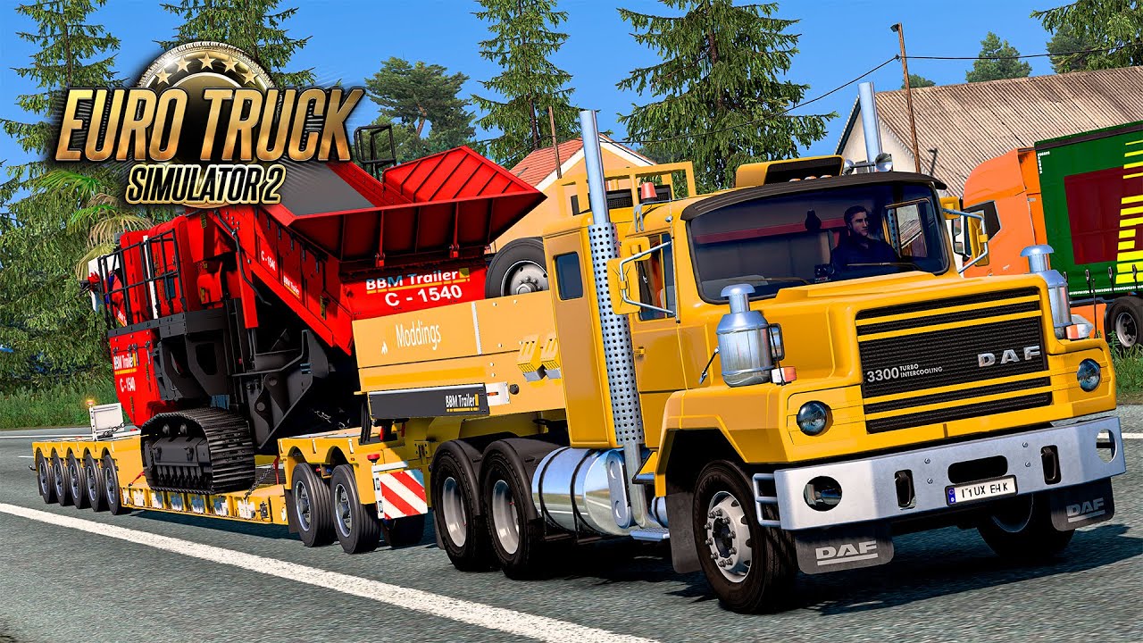 DAF NTT 3300 Transportando uma Máquina Pesada - Euro Truck 2 Mods 1.53