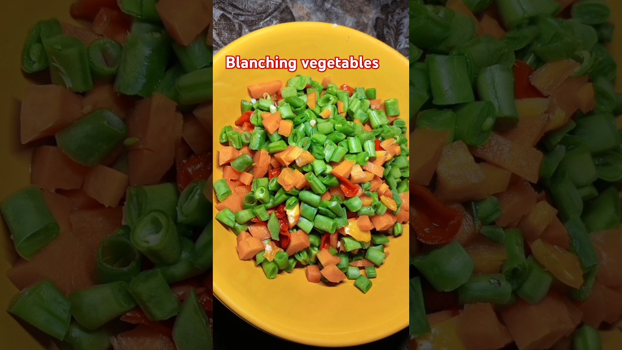 Blanching involves scalding vegetables in hot or boiling water for 2-4 or 7 mins to keep its color