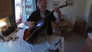 Restringing a flat headstock guitar