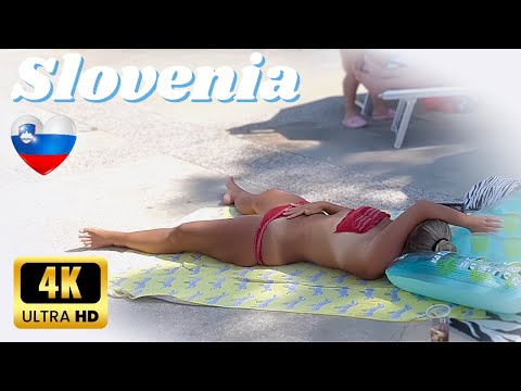 BEACH WALK 4K | Slovenia, Izola, Summer Day with Bikini Beach Walk 4K60