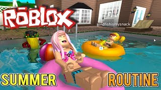 Bloxburg Summer Routine with Goldie & Titi - Roblox Family Vlog