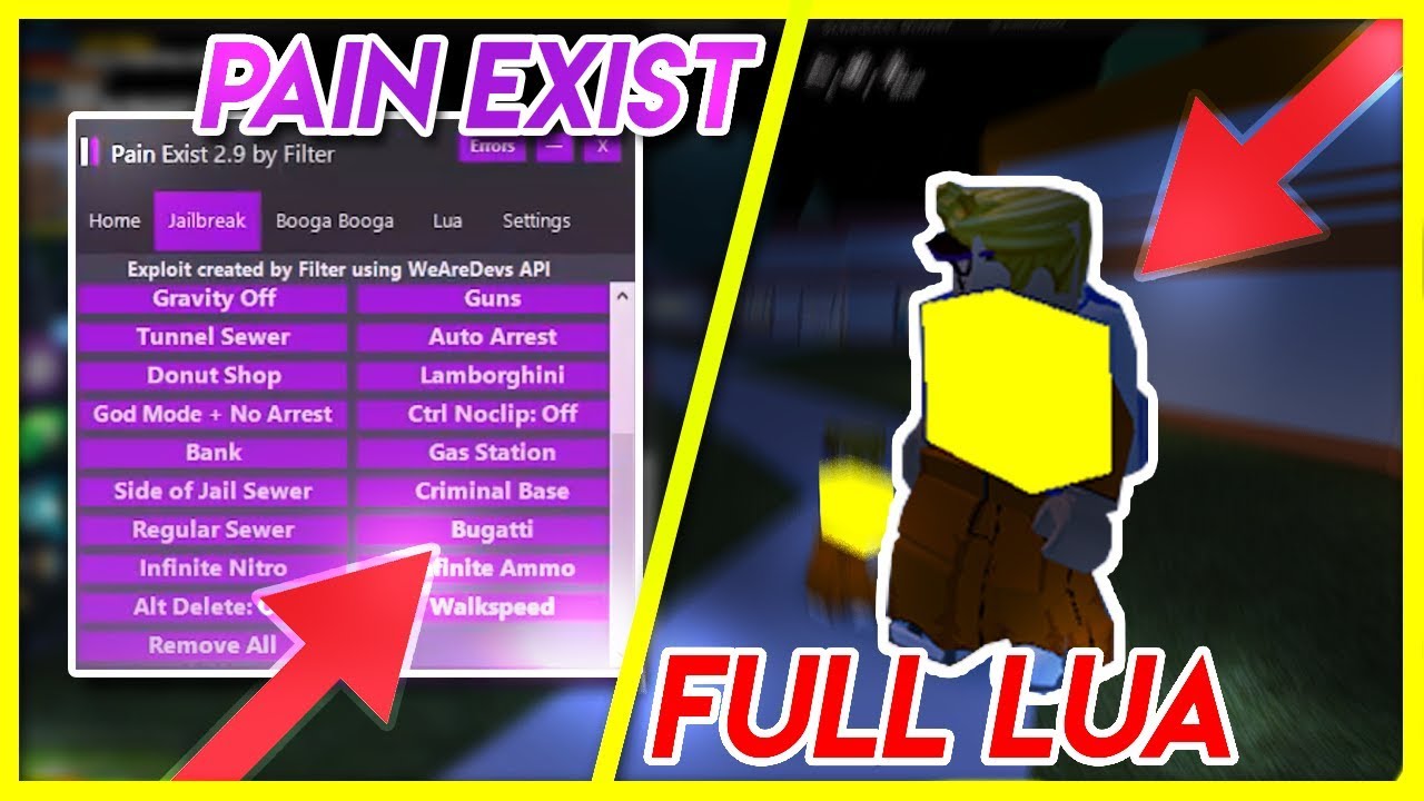 Pain Exist V2 9 Exploit Full Lua Executor Youtube - pain exist v2 9 jailbreak booga booga admin panel hack roblox