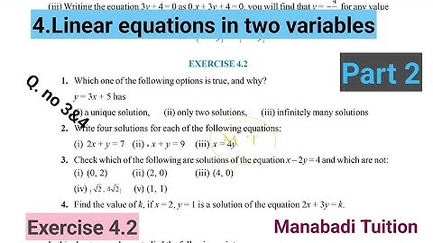 9th class maths|Chapter 4|🤷‍♀️Linear Equations in two variables|💁‍♂️Exercise 4.2 |Q.no 3&4 |part 2