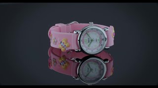 Flowers Butterfly Waterproof Wrist Watch Quartz 3D Pink Silicone Dial screenshot 5