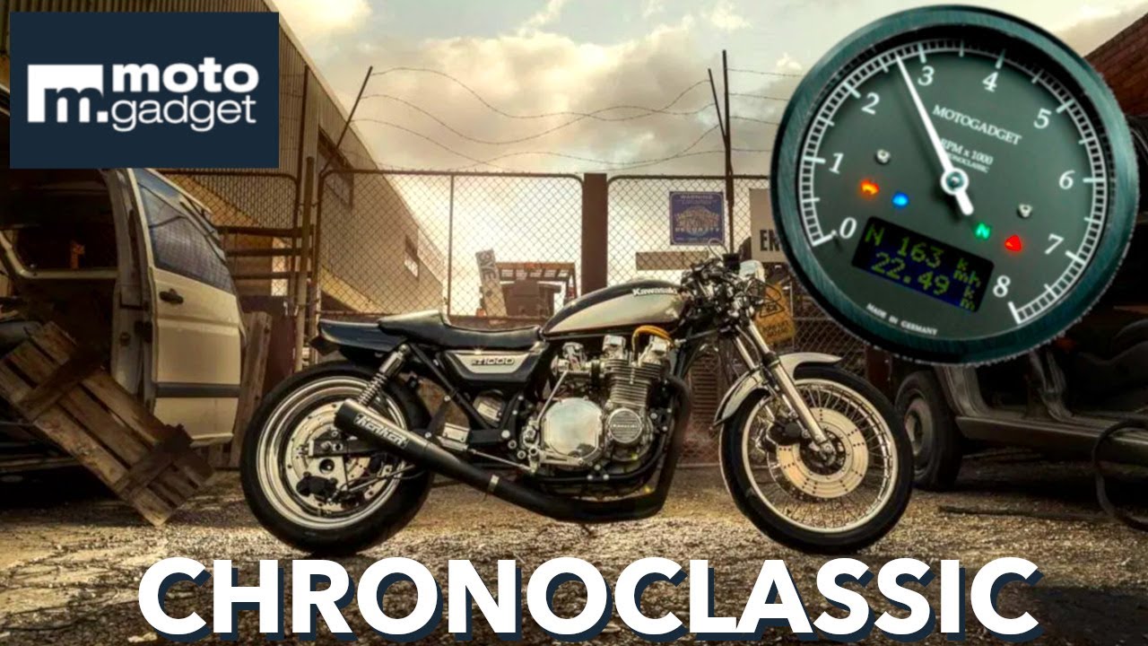 Analog tachometer Motogadget Chronoclassic on amazing custom Kawasaki KZ1000