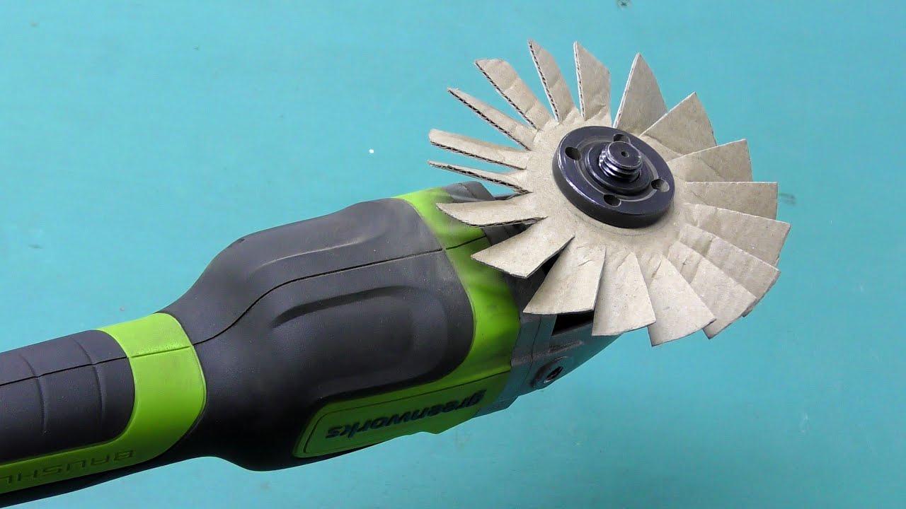 Genius tool ! Connect the angle grinder and cardboard and you will be