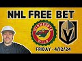 Wild Vs. Golden Knights NHL Free Pick Friday April 12th | Picks And Parlays #nhl