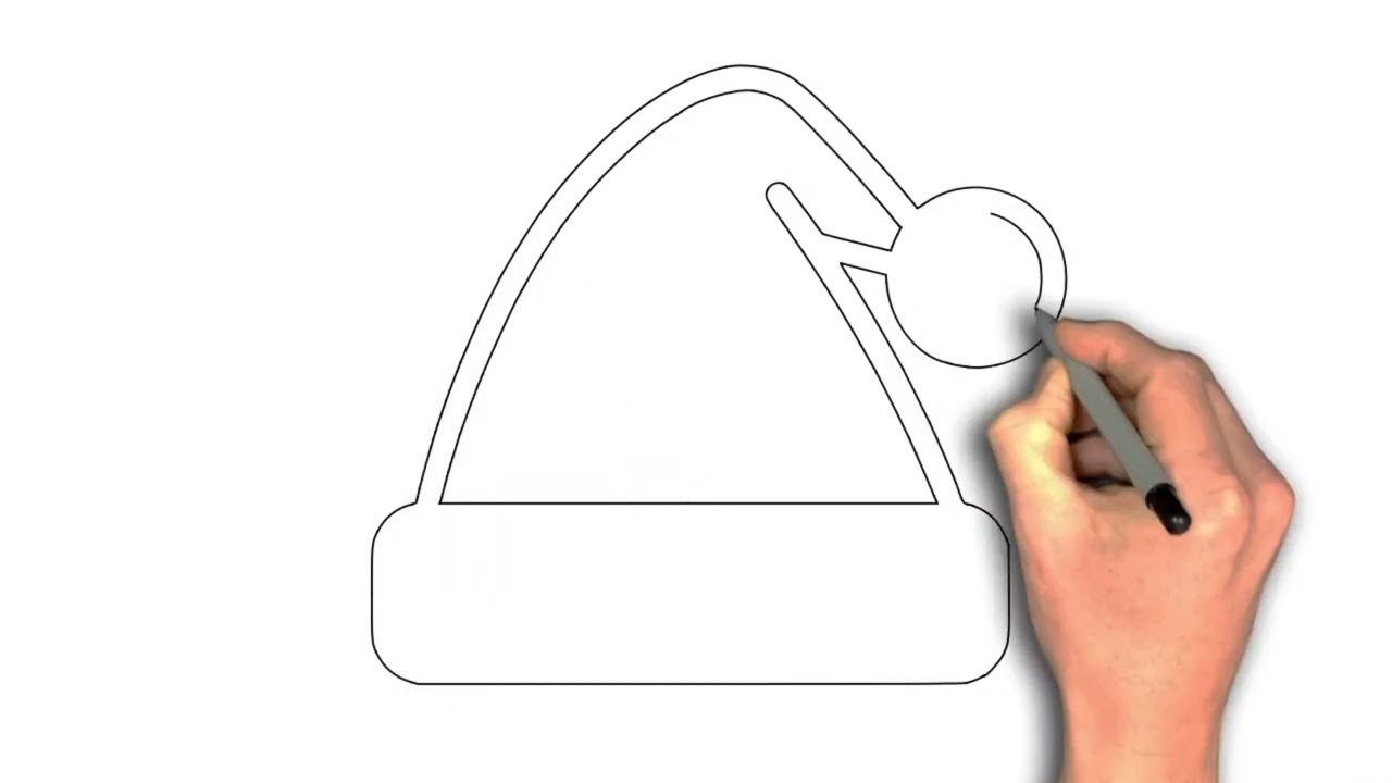 Easy to draw Santa hat drawing image step by step